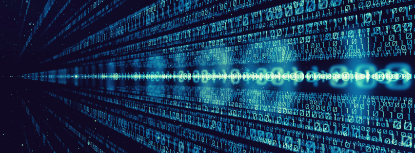 Abstract stream of binary code representing smart contract deployment